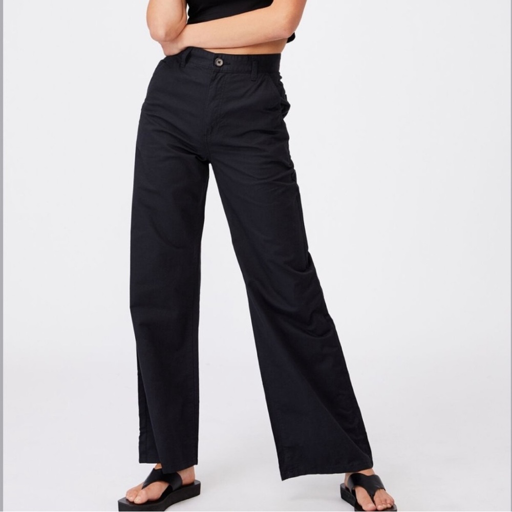 Cotton On Black Parker Straight Pants Size 12 NWT New